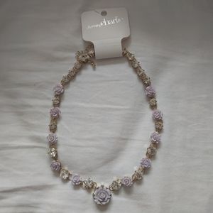 Charming Charlie Purple Rose Necklace